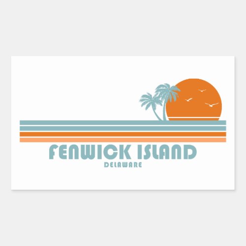 Fenwick Island Delaware Sun Palm Trees Rectangular Sticker