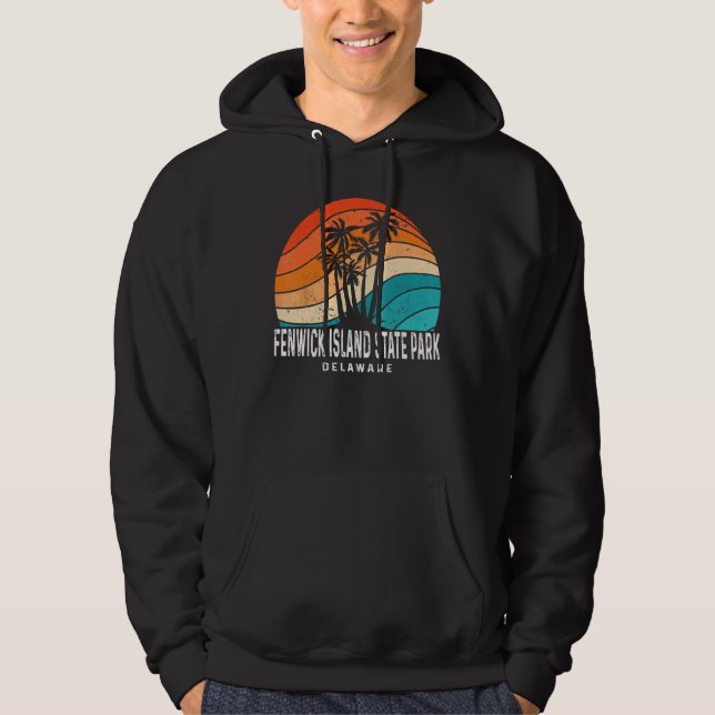 Fenwick Island State Park Delaware Palm Tree Beach Hoodie (Front)