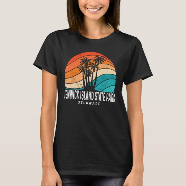 Fenwick Island State Park Delaware Palm Tree Beach T-Shirt (Front)