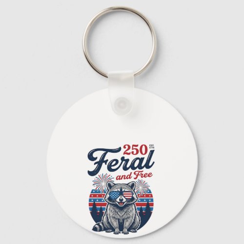 Feral 250 and Free Raccoon Patriotic Vector Design Keychain