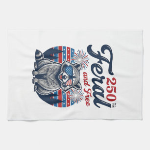 Feral 250 and Free Raccoon Patriotic Vector Design Kitchen Towel