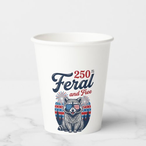 Feral 250 and Free Raccoon Patriotic Vector Design Paper Cups