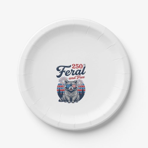Feral 250 and Free Raccoon Patriotic Vector Design Paper Plates