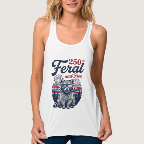 Feral 250 and Free Raccoon Patriotic Vector Design Tank Top