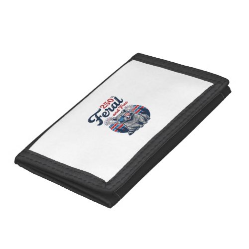 Feral 250 and Free Raccoon Patriotic Vector Design Trifold Wallet