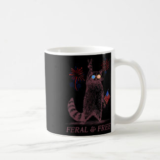 Feral & Free Funny Patriotic Racoon Feral And Coffee Mug