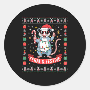 Feral And Festive Ossum Christmas Sweater Classic Round Sticker