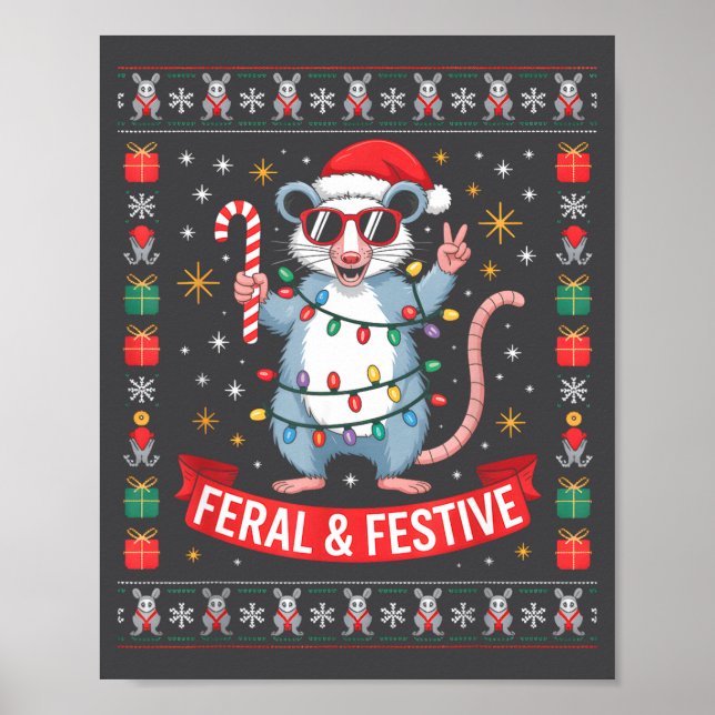 Feral And Festive Ossum Christmas Sweater  Poster (Front)