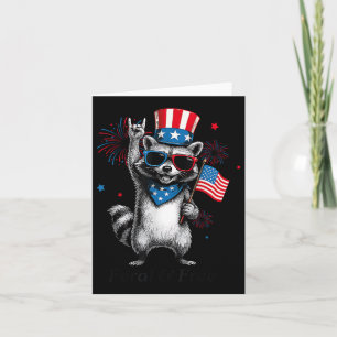 Feral And Free Funny Cute Raccoon 4th Of July Patr Card