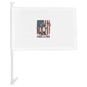 Feral and Free Patriotic Raccoon Vintage Shirt Des Car Flag
