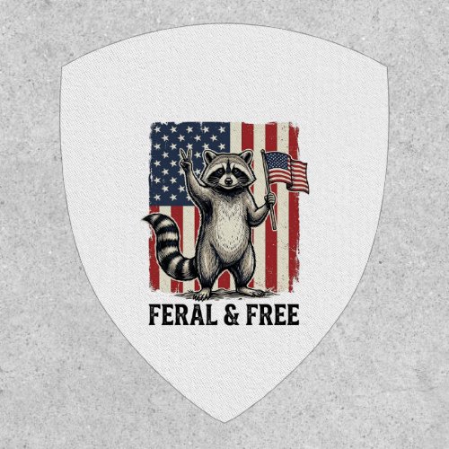 Feral and Free Patriotic Raccoon Vintage Shirt Des Patch
