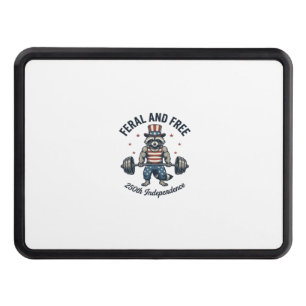 Feral and Free Patriotic Raccoon Weightlifting Shi Hitch Cover