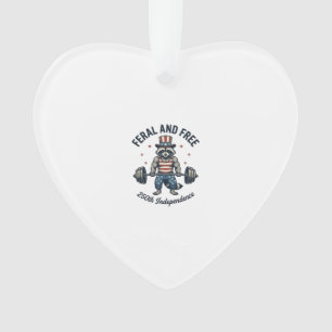 Feral and Free Patriotic Raccoon Weightlifting Shi Ornament