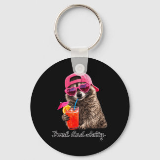 Feral And Salty Funny Meme Feral Raccoon Summer Keychain