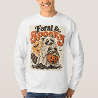 Feral and Spooky Funny Raccoon Ghost Vintage T-Shirt