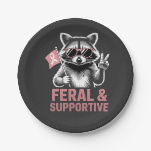 Feral and Supportive Breast cancer awareness Paper Plates