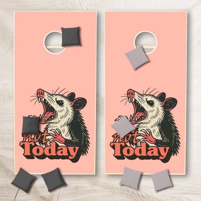 Feral Angry Possum Not Today Typography Cornhole Set (Make a fierce statement with this feral possum design
)