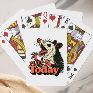 Feral Angry Possum Not Today Typography Poker Cards