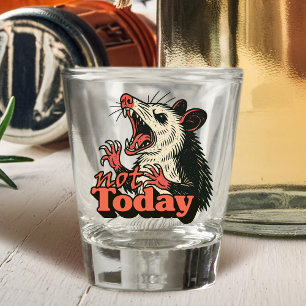 Feral Angry Possum Not Today Typography Shot Glass