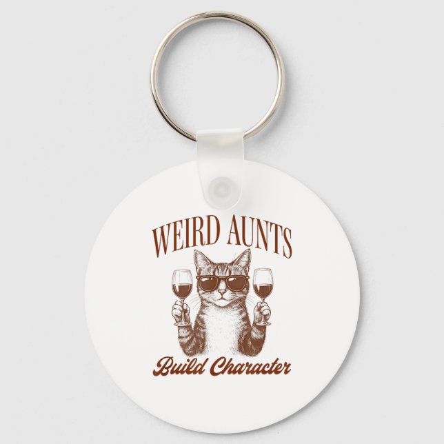 Feral Aunt Cat Lover Cat Auntie Weird Aunts Build  Keychain (Front)