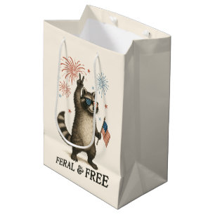 Feral But Free Fireworks Feral Raccoon 4th Of July Medium Gift Bag