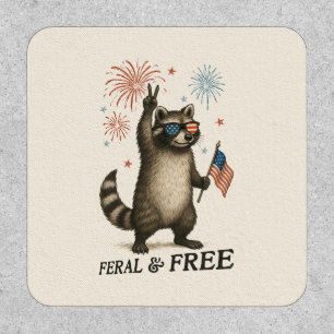 Feral But Free Fireworks Feral Raccoon 4th Of July Patch