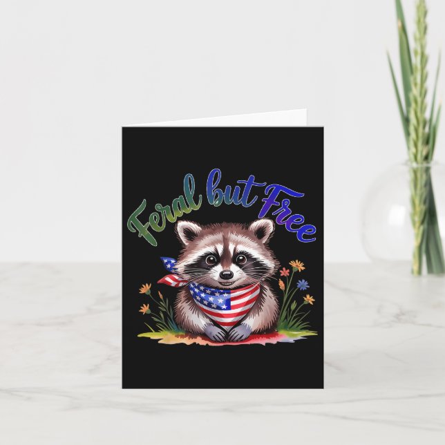 Feral But Free Funny Raccoon 4th Of July Womens Pa Card (Front)