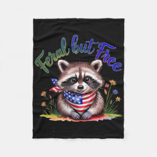 Feral But Free Funny Raccoon 4th Of July Womens Pa Fleece Blanket