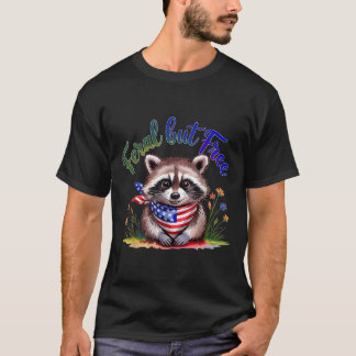 Feral But Free Funny Raccoon 4th Of July Womens Pa T-Shirt
