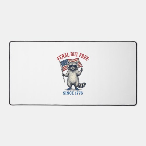 Feral But Free Patriotic Raccoon Vintage Shirt Des Desk Mat