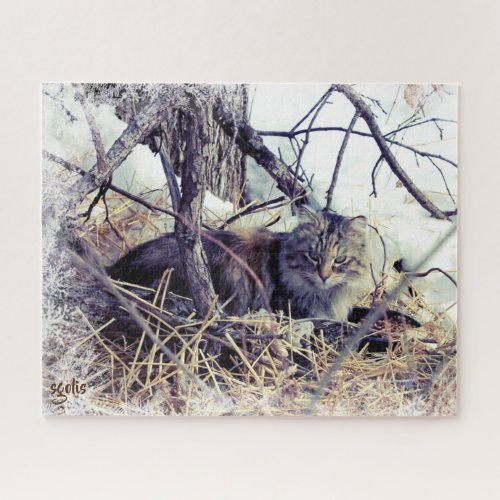 Feral Cat in Winter Photo Art  Jigsaw Puzzle