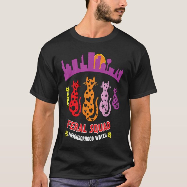 Feral Cats Squad Cat Rescue TNR Cat Lady Cat Mom T-Shirt (Front)