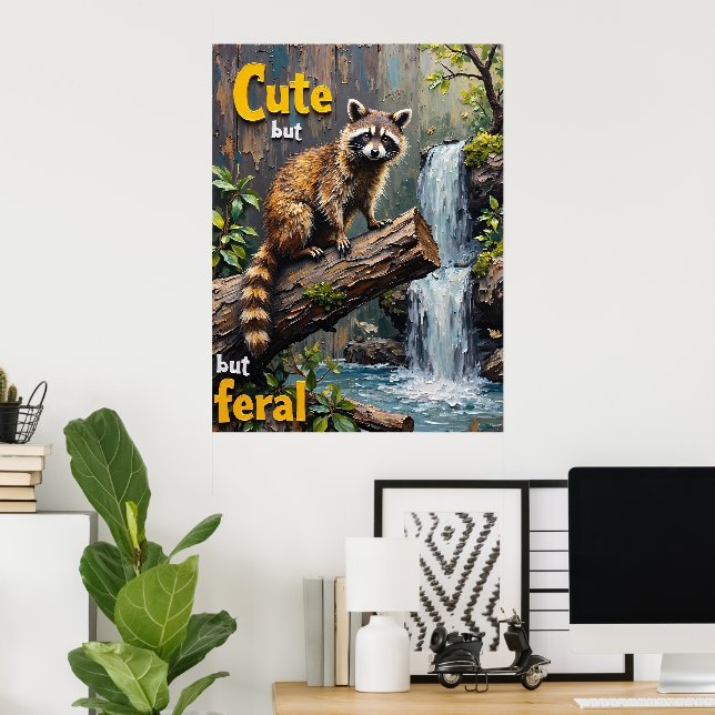 Feral Charm: A Raccoon's Portrait Poster (Home Office)