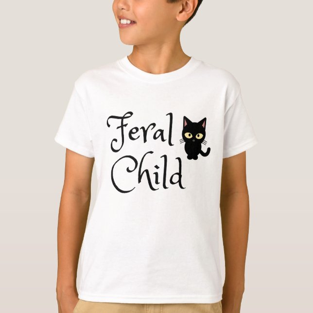 Feral Child Kids Shirt – Funny Cat-Themed (Front)