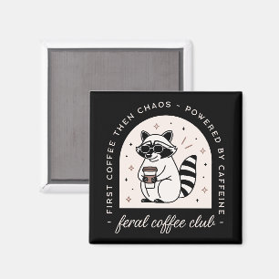 Feral coffee club funny weird raccoon lovers retro magnet