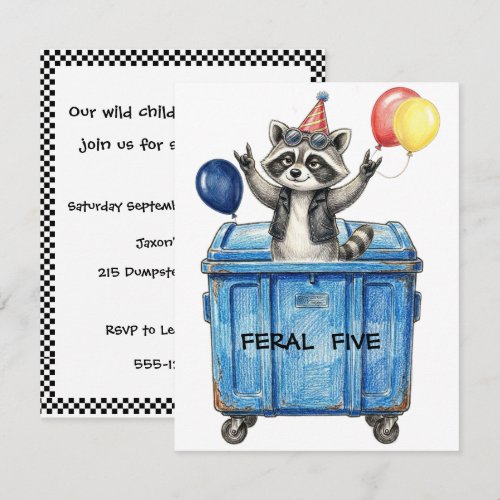 Feral Five Birthday Raccoon Digital Download
