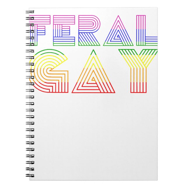 Feral Gay LGBT Gay Bi Pan Trans Pride Meme Rainbow Notebook (Front)