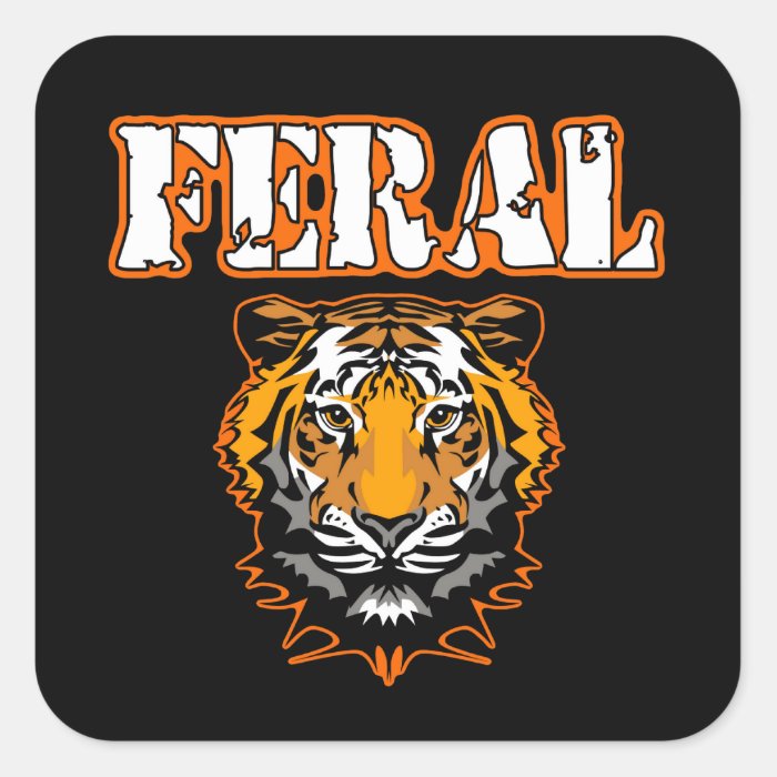 Feral Gear Designs   Feral Tiger Head Orange Stickers