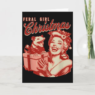 Feral Girl Christmas Funny Ossum Ssum Merry Xmas W Card