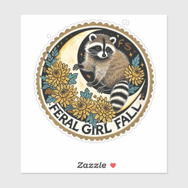 Feral Girl Fall Raccoon                            Sticker (Sheet)