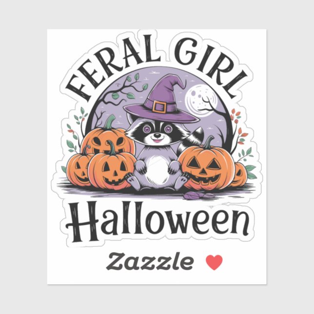 feral girl halloween sticker (Sheet)