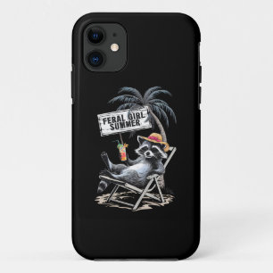 Feral Girl Summer Beach Funny Raccoon iPhone 11 Case