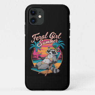 Feral Girl Summer Beach Funny Raccoon iPhone 11 Case