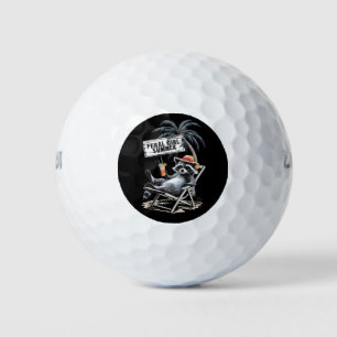 Feral Girl Summer Beach Funny Raccoon Golf Balls