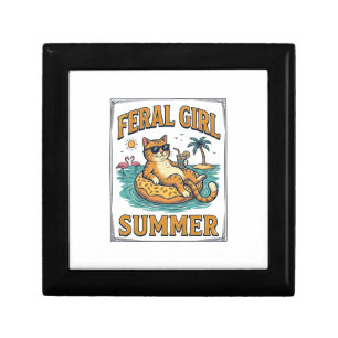 Feral Girl Summer Cat Float Vintage Shirt Design_1 Gift Box