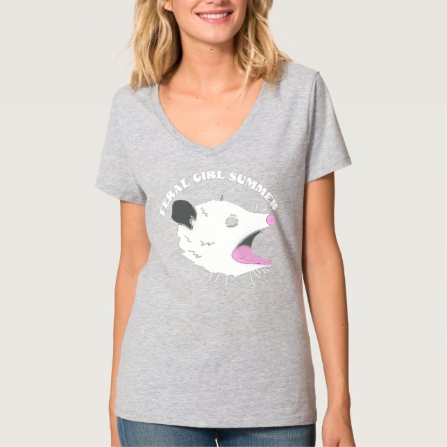 FERAL GIRL SUMMER OPOSSUM  T-Shirt (Front)