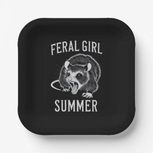 Feral Girl Summer Opossum Vintage Paper Plates
