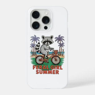 Feral Girl Summer Raccoon Beach Vibes Wild Coastal iPhone 15 Pro Case