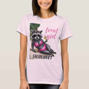 Feral girl summer Raccoon Shirt t-shirt