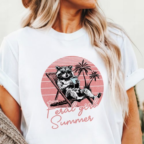 Feral Girl Summer Raccoon T_Shirt